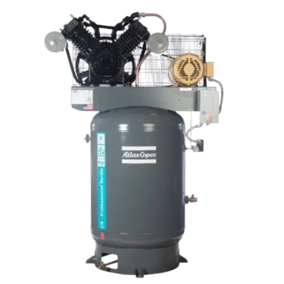 Atlas Copco CR professional piston compressor with TEFCNEMA4 motor and control panel
